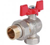 КРАНЫ ШАРОВЫЕ ROMMER 1/2", ВН/НР, с американкой, угловой, ручка бабочка