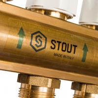 STOUT Распределительный коллектор из латуни с расходомерами 4 вых.